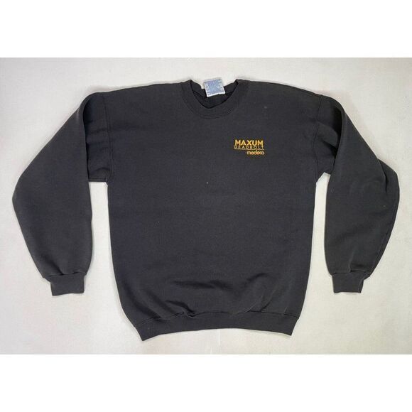 VINTAGE Maxum Deadbolt Medeco Crewneck Sweatshirt Men Large Black USA 90s - Picture 1 of 8